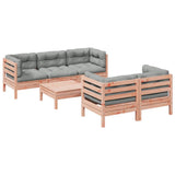 vidaXL 6-delige Loungeset met kussens massief grenenhout wasbruin