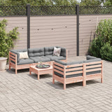 vidaXL 6-delige Loungeset met kussens massief grenenhout wasbruin