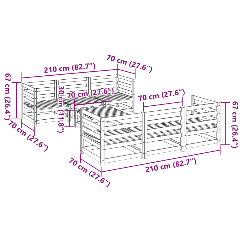 vidaXL 7-Piece Lounge Set Solid Pinewood