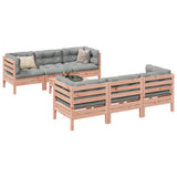 vidaXL 7-delige Loungeset met kussens massief grenenhout wasbruin