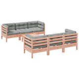 vidaXL 7-delige Loungeset met kussens massief grenenhout wasbruin
