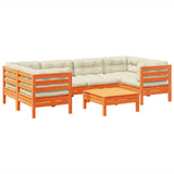 vidaXL 7-delige Loungeset met kussens massief grenenhout wasbruin