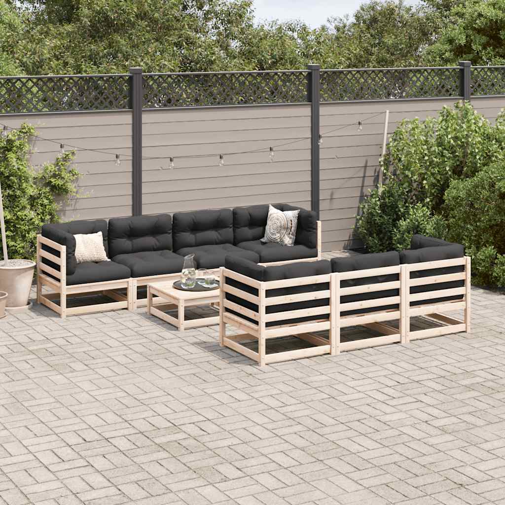 vidaXL 8-Piece Solid Pine Wood Lounge Set