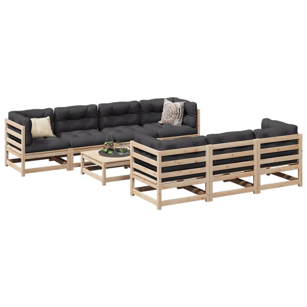 vidaXL 8-Piece Solid Pine Wood Lounge Set