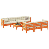 vidaXL 8-Piece Lounge Set with Cushions Solid Pinewood Washed Brown