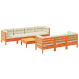 vidaXL 8-Piece Lounge Set with Cushions Solid Pinewood Washed Brown