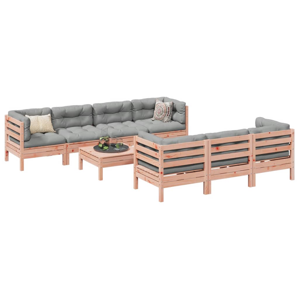 vidaXL 8-Piece Lounge Set with Cushions Solid Pinewood Washed Brown
