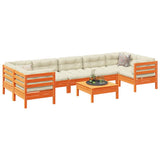 vidaXL 8-delige Loungeset met kussens massief grenenhout wasbruin