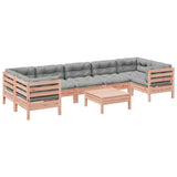 vidaXL 8-delige Loungeset met kussens massief grenenhout wasbruin