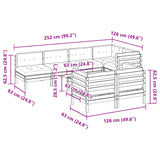 vidaXL 8-delige Loungeset met kussens massief grenenhout wasbruin