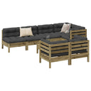 vidaXL 8-delige Loungeset met kussens massief grenenhout wasbruin