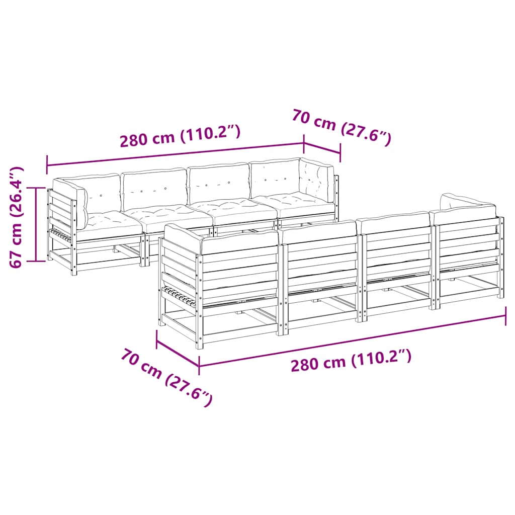 vidaXL 9-piece Lounge Set Solid Pine Wood
