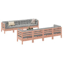 vidaXL 9-delige Loungeset met kussens massief grenenhout wasbruin