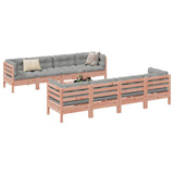 vidaXL 9-delige Loungeset met kussens massief grenenhout wasbruin