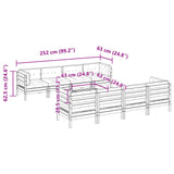 vidaXL 9-delige Loungeset met kussens massief grenenhout wasbruin