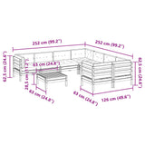 vidaXL 9-delige Loungeset met kussens massief grenenhout wasbruin
