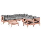 vidaXL 9-delige Loungeset met kussens massief grenenhout wasbruin