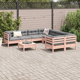 vidaXL 9-delige Loungeset met kussens massief grenenhout wasbruin