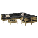 vidaXL 9-delige Loungeset met kussens massief grenenhout wasbruin