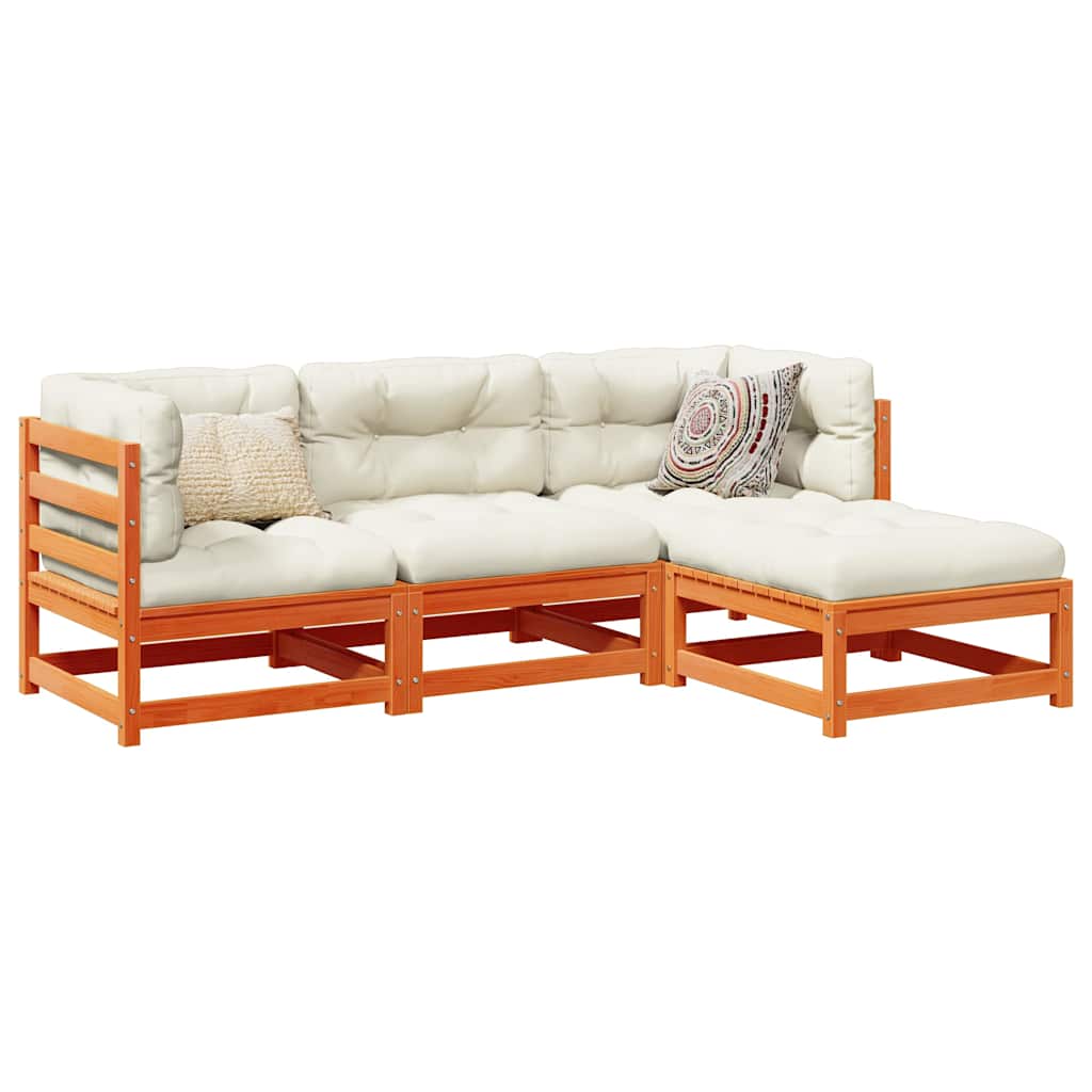 vidaXL 4-Piece Solid Pine Wood Lounge Set