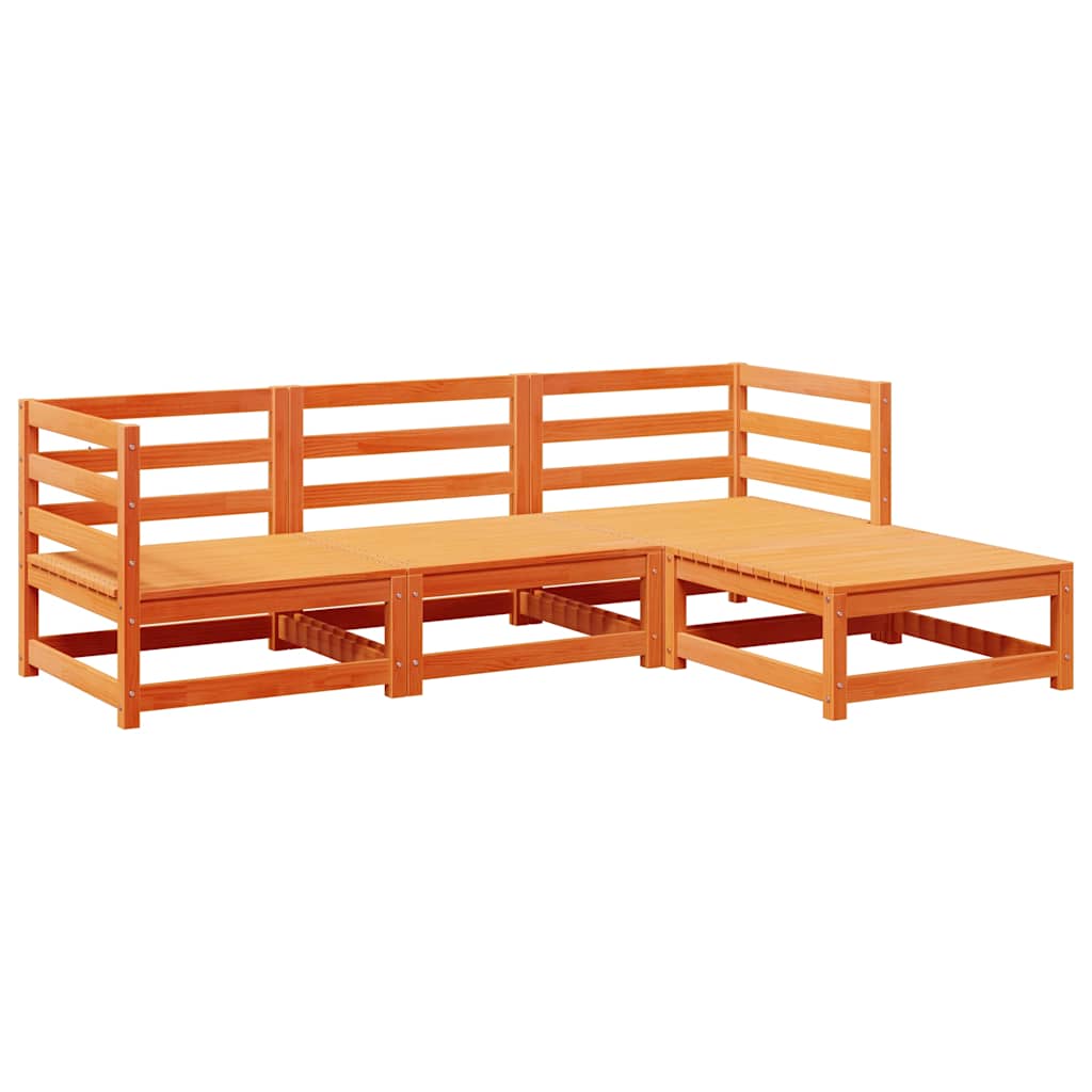 vidaXL 4-Piece Solid Pine Wood Lounge Set