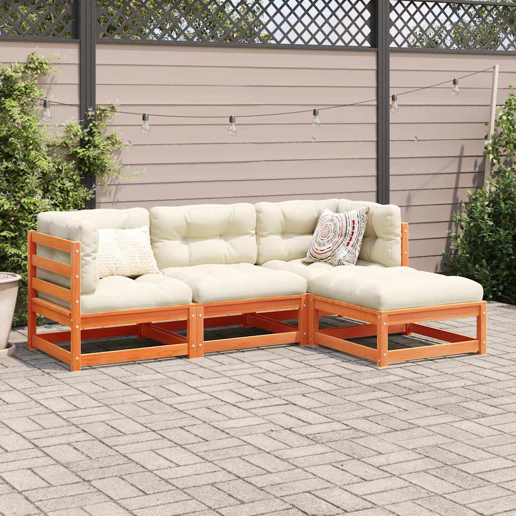 vidaXL 4-Piece Solid Pine Wood Lounge Set