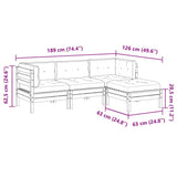 vidaXL 4-delige Loungeset met kussens massief grenenhout wasbruin