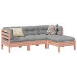 vidaXL 4-delige Loungeset met kussens massief grenenhout wasbruin