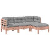 vidaXL 4-delige Loungeset met kussens massief grenenhout wasbruin