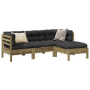 vidaXL 4-delige Loungeset met kussens massief grenenhout wasbruin