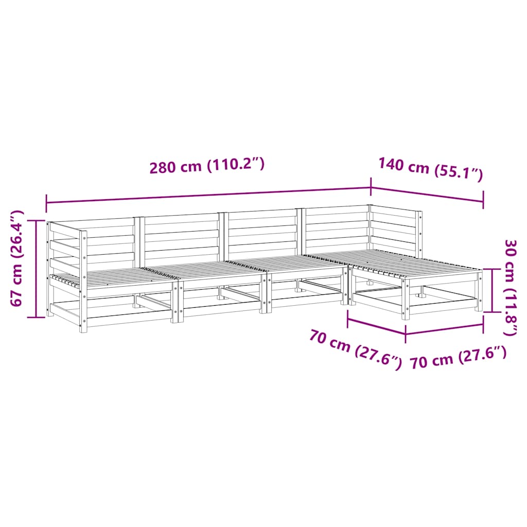 vidaXL 5-Piece Lounge Set Solid Pine Wood