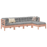 vidaXL 5-delige Loungeset met kussens massief grenenhout wasbruin