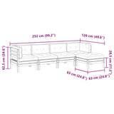 vidaXL 5-delige Loungeset met kussens massief grenenhout wasbruin