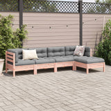 vidaXL 5-delige Loungeset met kussens massief grenenhout wasbruin