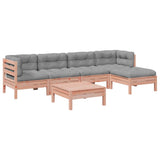 vidaXL 6-delige Loungeset met kussens massief grenenhout wasbruin
