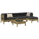 vidaXL 6-delige Loungeset met kussens massief grenenhout wasbruin