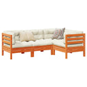 vidaXL 4-delige Loungeset met kussens massief grenenhout wasbruin