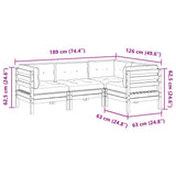 vidaXL 4-delige Loungeset met kussens massief grenenhout wasbruin