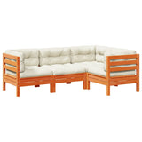 vidaXL 4-delige Loungeset met kussens massief grenenhout wasbruin