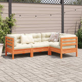 vidaXL 4-delige Loungeset met kussens massief grenenhout wasbruin