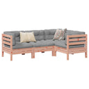 vidaXL 4-delige Loungeset met kussens massief grenenhout wasbruin