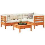 vidaXL 5-delige Loungeset met kussens massief grenenhout wasbruin