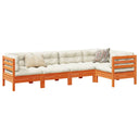 vidaXL 5-delige Loungeset met kussens massief grenenhout wasbruin