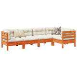 vidaXL 5-delige Loungeset met kussens massief grenenhout wasbruin