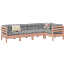 vidaXL 5-delige Loungeset met kussens massief grenenhout wasbruin