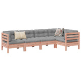 vidaXL 5-delige Loungeset met kussens massief grenenhout wasbruin