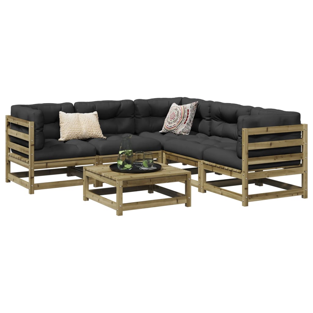 vidaXL 6-delige Loungeset massief grenenhout