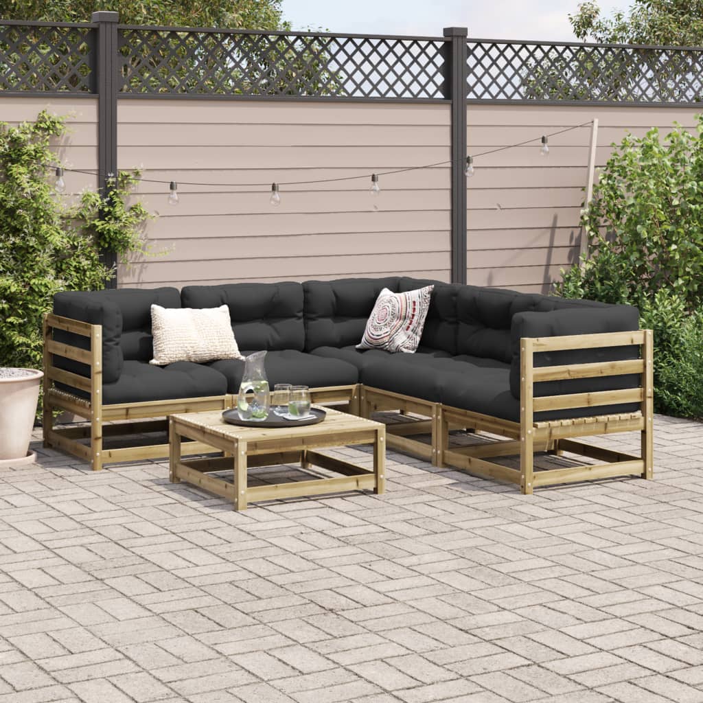 vidaXL 6-delige Loungeset massief grenenhout