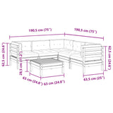 vidaXL 6-delige Loungeset met kussens massief grenenhout wasbruin