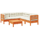 vidaXL 6-delige Loungeset met kussens massief grenenhout wasbruin